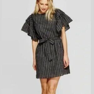 Who What Wear Black & White Striped Dress - XS